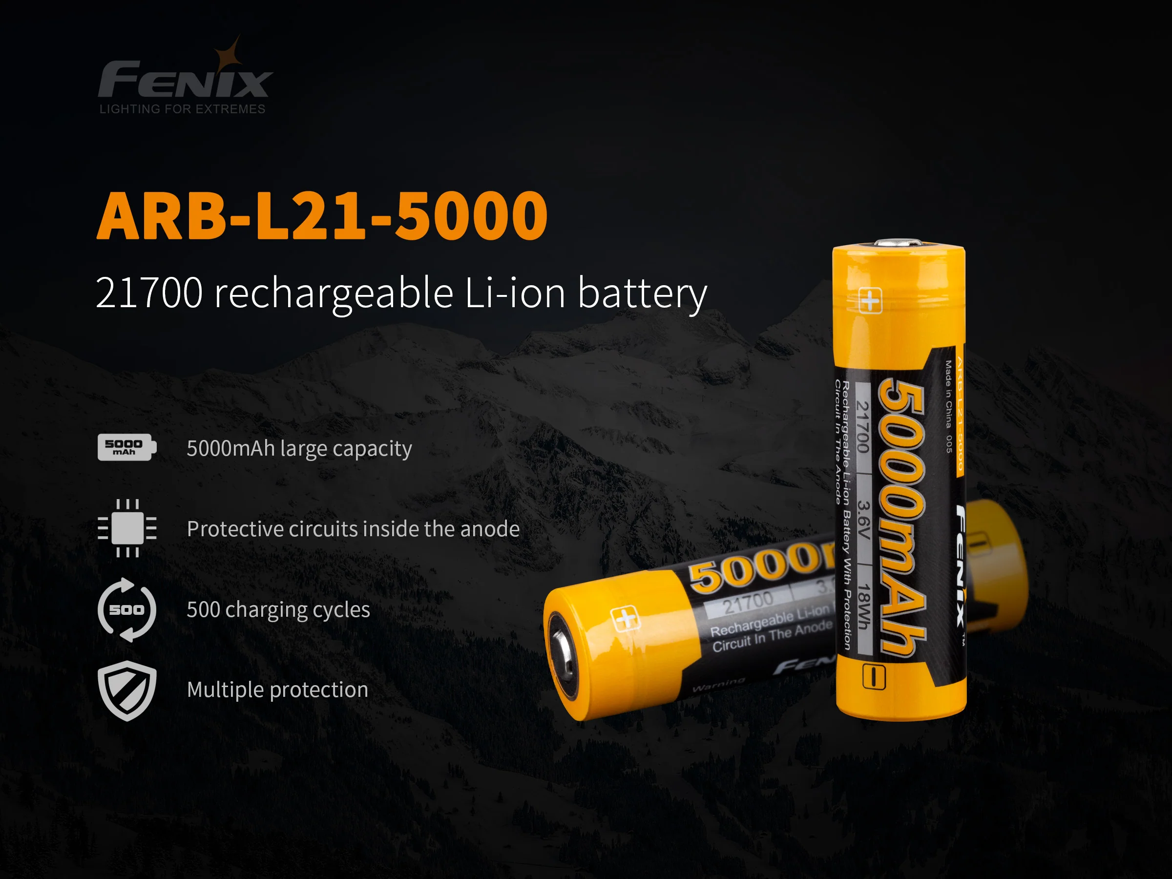 Fenix ARB-L21-5000 V2 Rechargeable 21700 Rechargeable Battery - Image 3