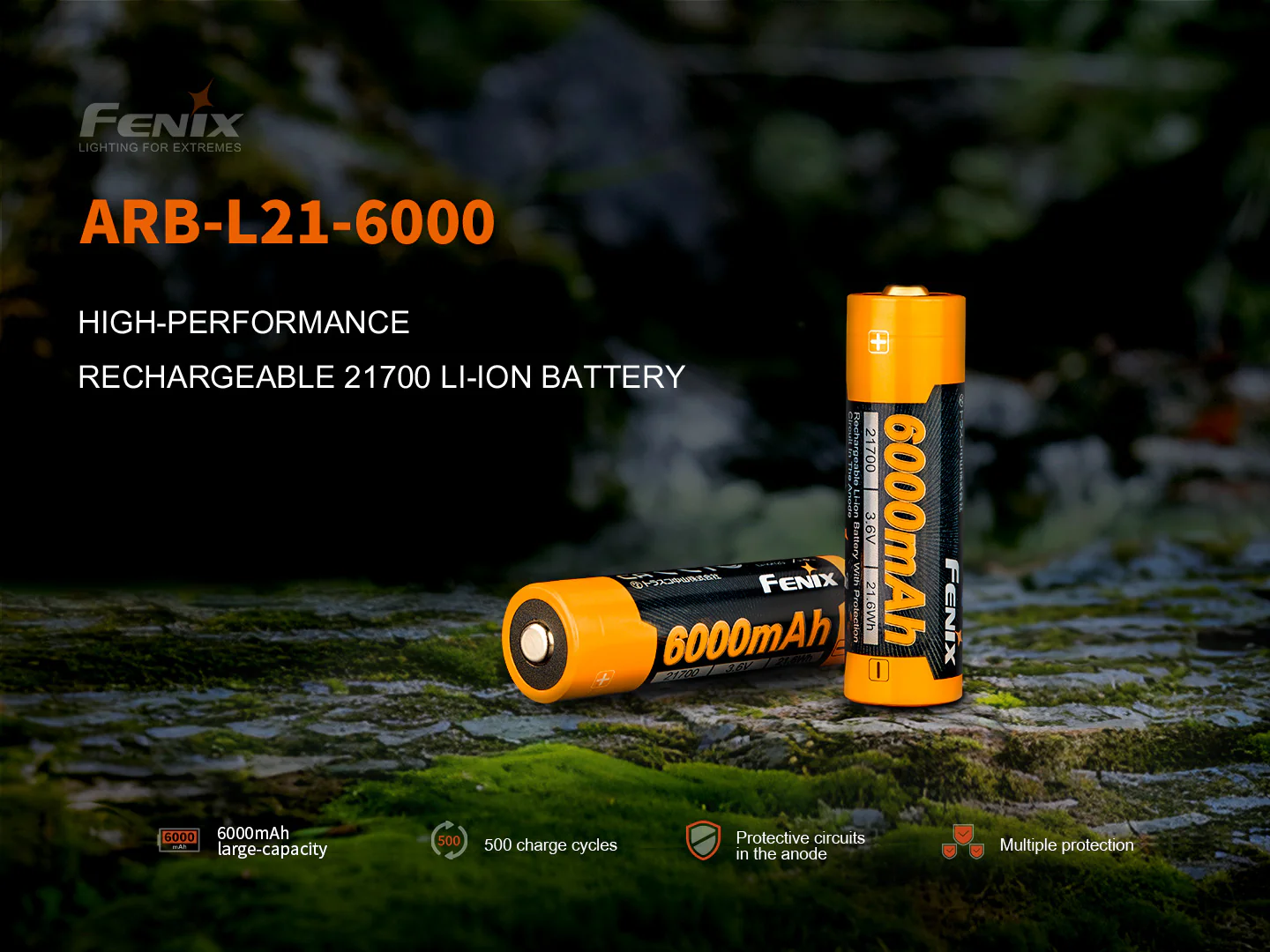 Fenix ARB-L21-6000 Rechargeable 21700 Li-ion Battery - 6000 mAh - Image 2