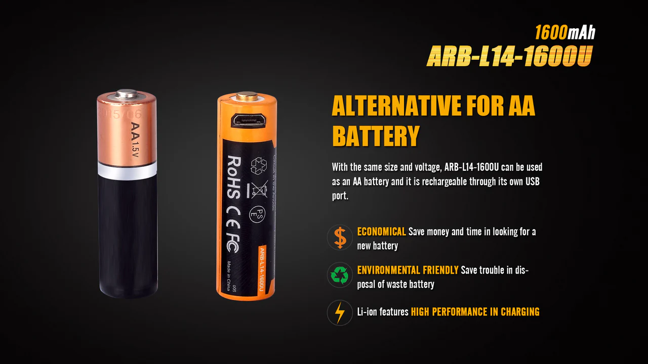 Fenix ARB-L14-1600U 1.5V USB Rechargeable Li-ion AA Battery - Image 3