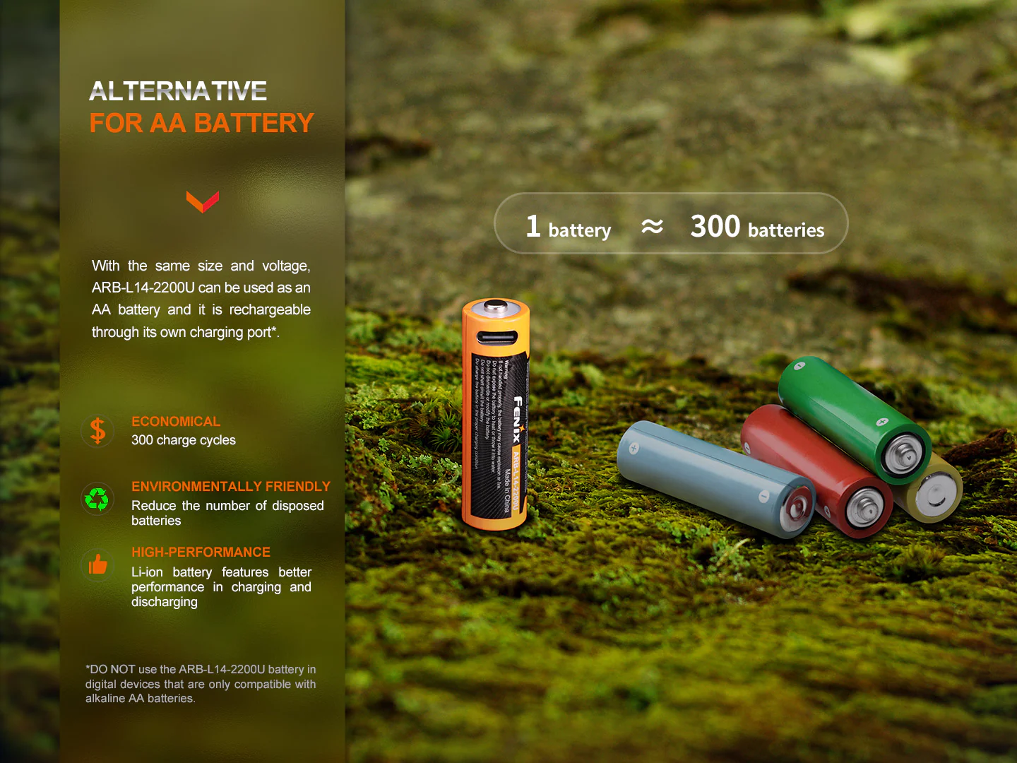 Fenix USB Rechargeable Li-ion AA Size Battery - Image 4