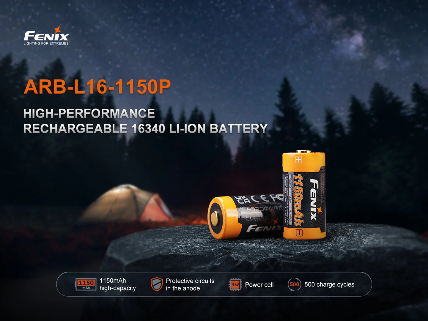 Fenix ARB-L16-1150P Rechargeable 16340 Battery - Image 4