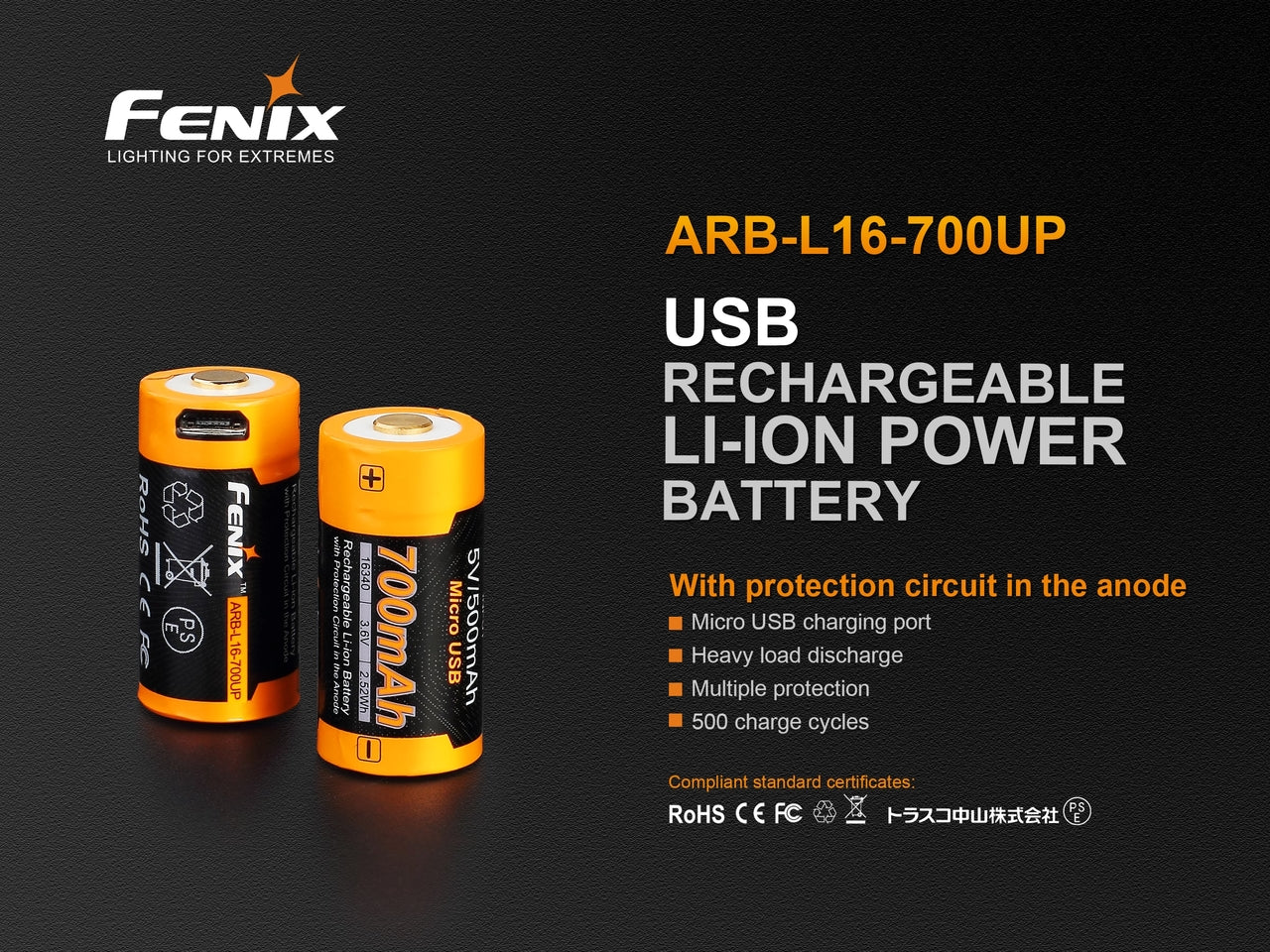 Fenix ARB-L16-700UP USB Rechargeable 16340 Battery - Image 3