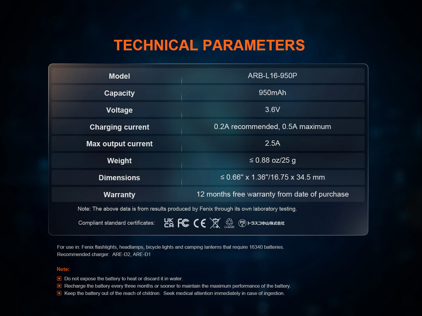 Fenix ARB-L16-950P High Performance Li-Ion Battery - Image 6