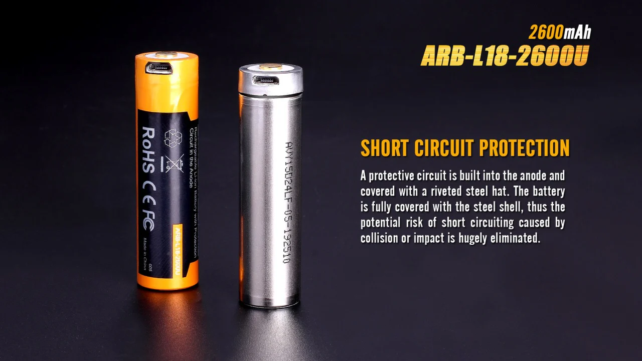 Fenix ARB-L18-2600U USB Rechargeable Li-ion 18650 Battery - Image 5