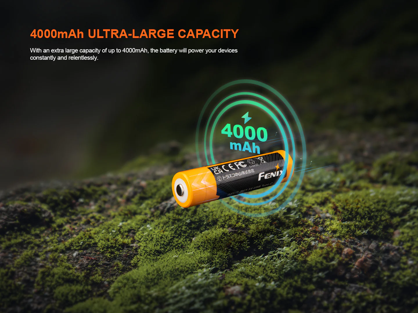 Fenix ARB-L18-4000U High-Capacity USB Rechargeable 18650 Battery - 4000mAh - Image 3