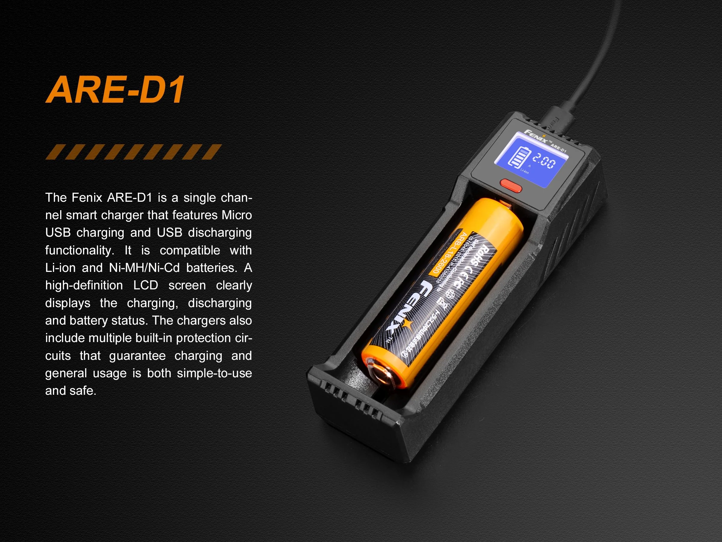 Fenix ARE-D1 Single Channel Smart Battery Charger - Image 5