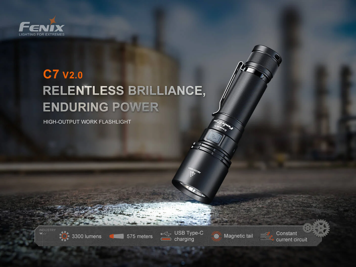 Fenix C7 V2 High-Output Work Flashlight - 3300 Lumens - Image 3