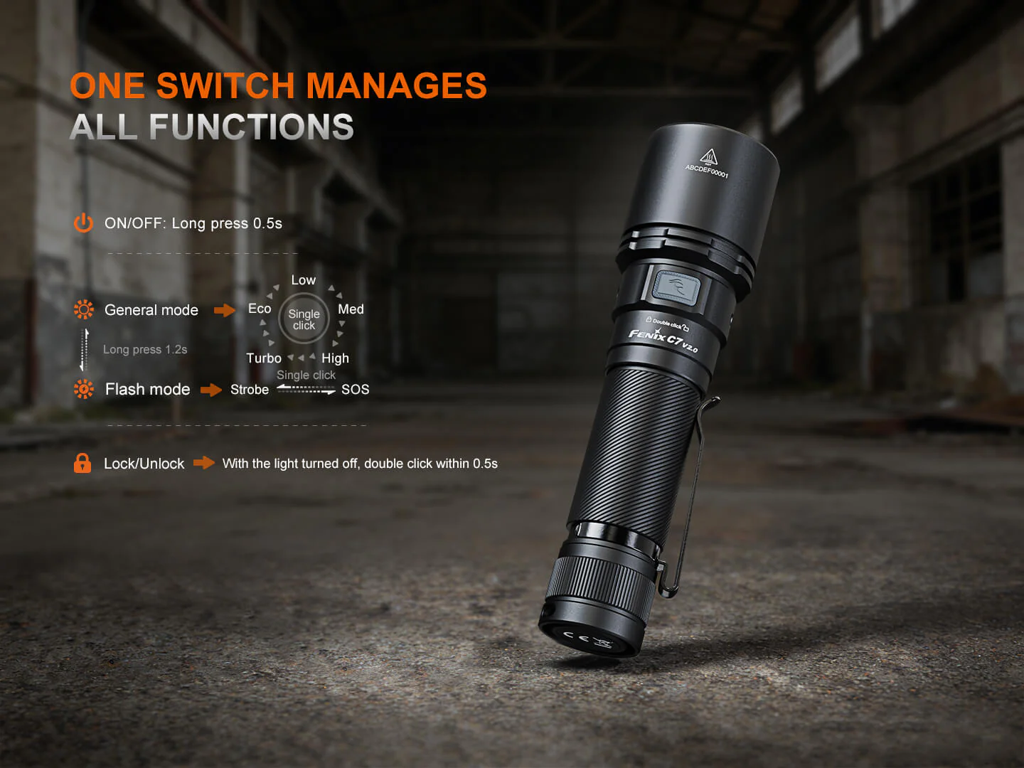 Fenix C7 V2 High-Output Work Flashlight - 3300 Lumens - Image 5