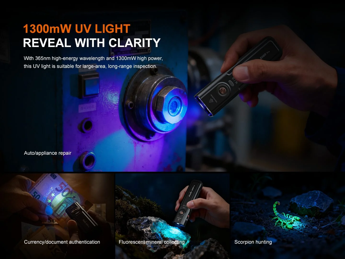 Fenix E06R Pro Keychain Light with White, UV, & Red Laser Lights - 1600 Lumens - Image 11