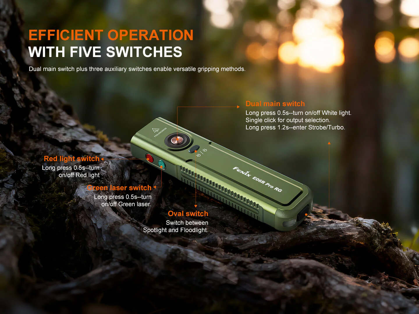 Fenix E06R Pro RG Triple Color Flashlight with Green Laser - Image 10