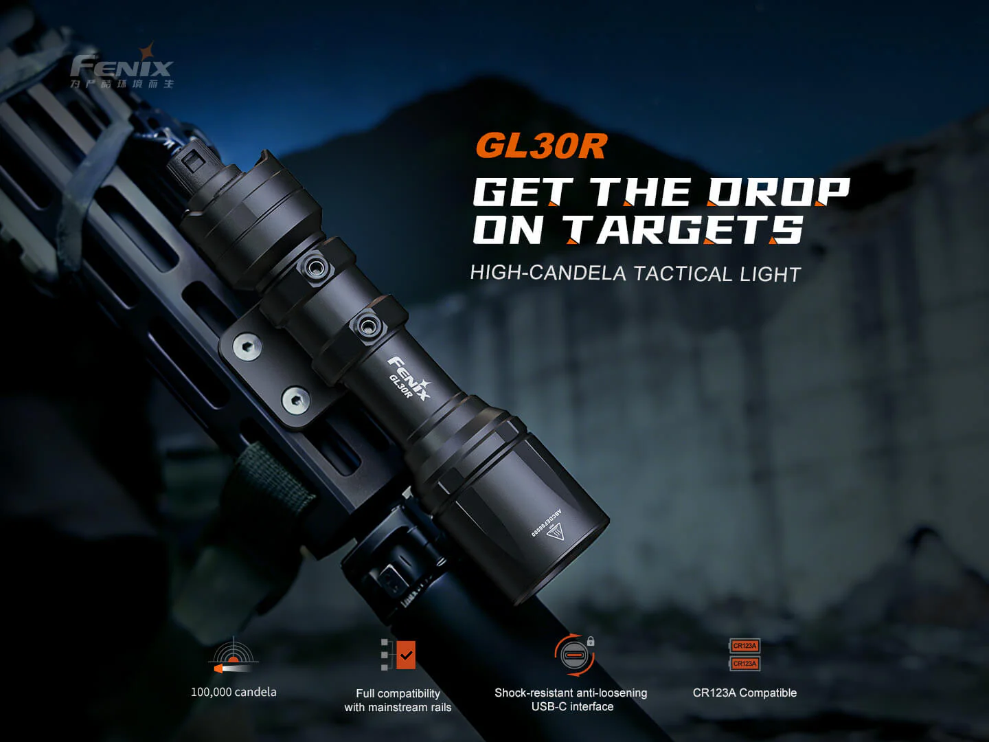 Fenix GL30R Rail-Mounted High-Intensity Tactical Light with AER-07 Remote Switch - Image 3