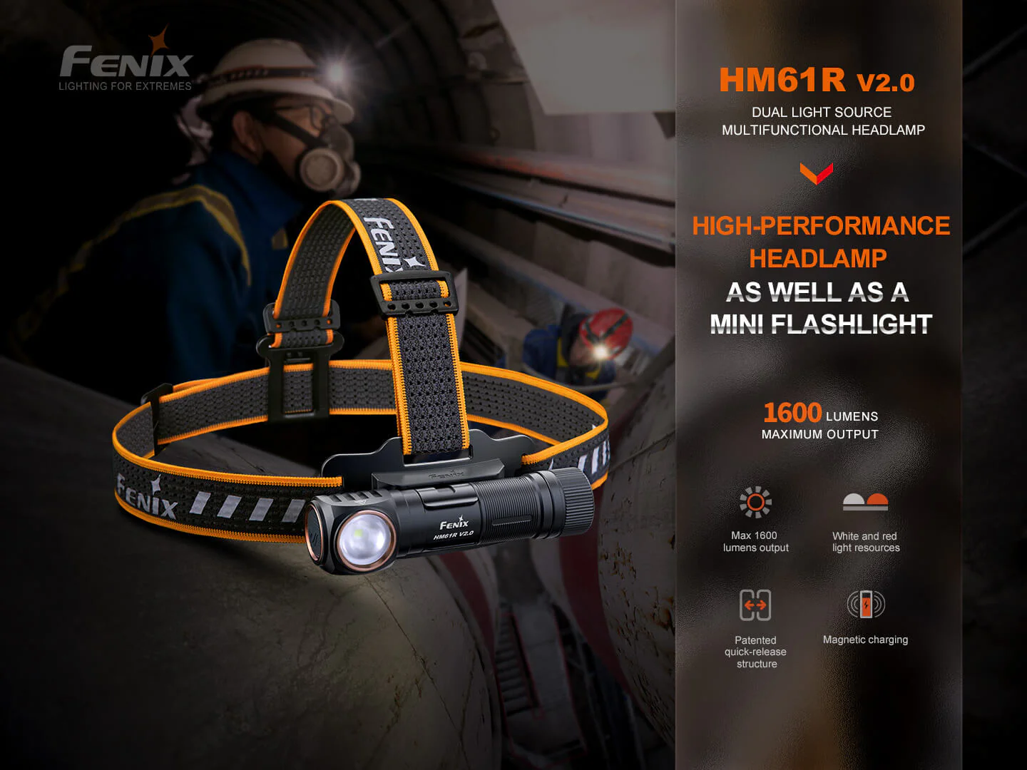 Fenix HM61R V2 Rechargeable LED Headlamp - 1600 Lumens - Image 3