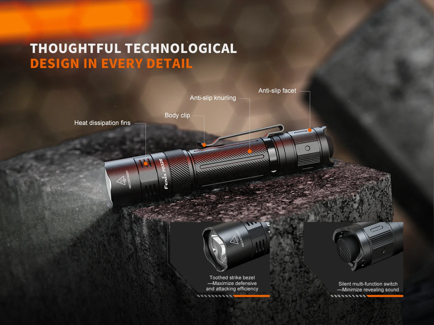 Fenix PD32R Rechargeable Silent Switch LED Flashlight - Image 4