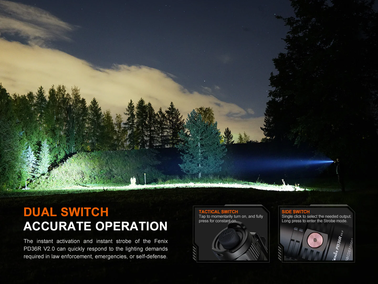 Fenix PD36R V2 Compact Rechargeable Tactical Flashlight - 1700 Lumens - Image 5