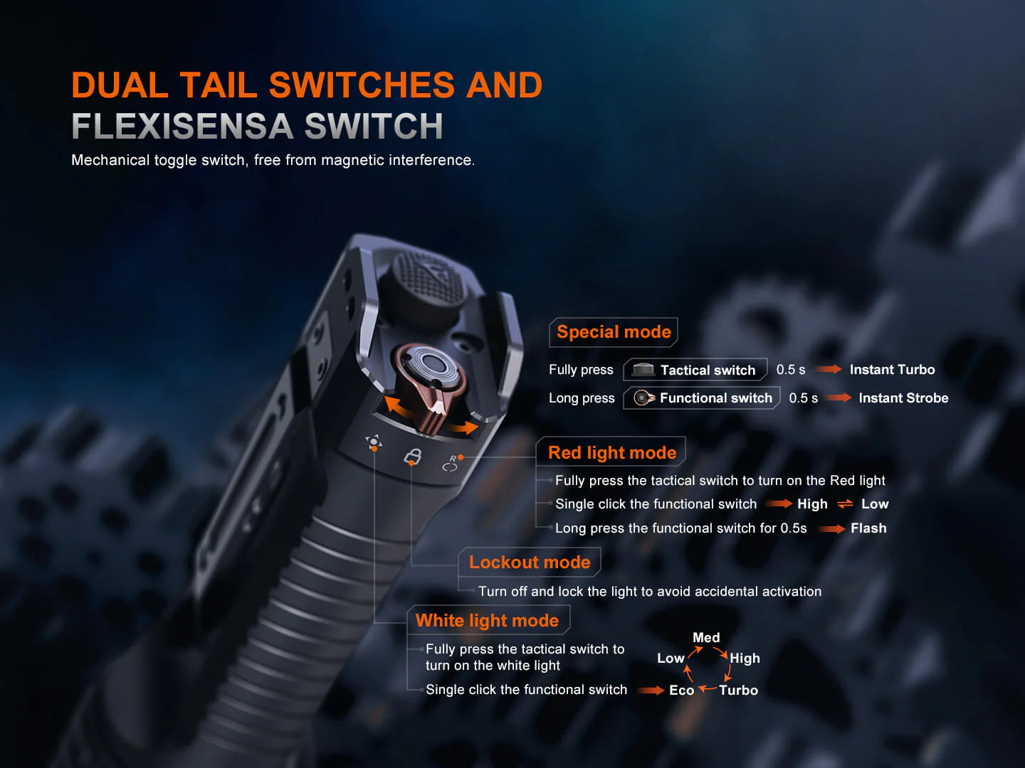 Fenix TK35R Red Light Rechargeable High-Performance Tactical Flashlight - Image 9