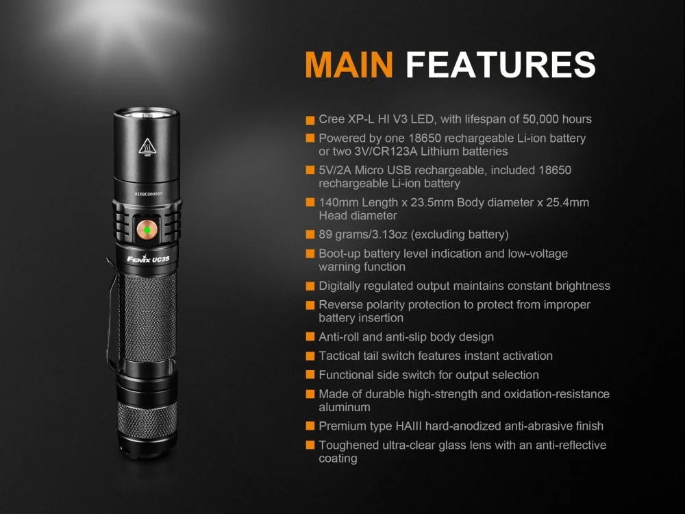Fenix UC35 V2.0 LED Rechargeable EDC Flashlight - Image 4