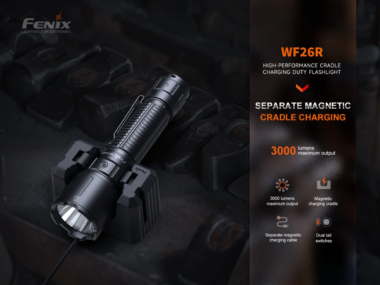 Fenix WF26R Cradle Charging LED Work Flashlight - Image 3